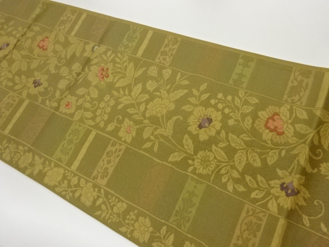 JAPANESE FUKURO OBI / WOVEN FLORAL PLANTS